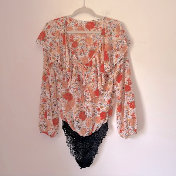 Intimately Free People Say It To Me Floral Ruffle Romantic Boho Summer Bodysuit - Picture 2 of 15